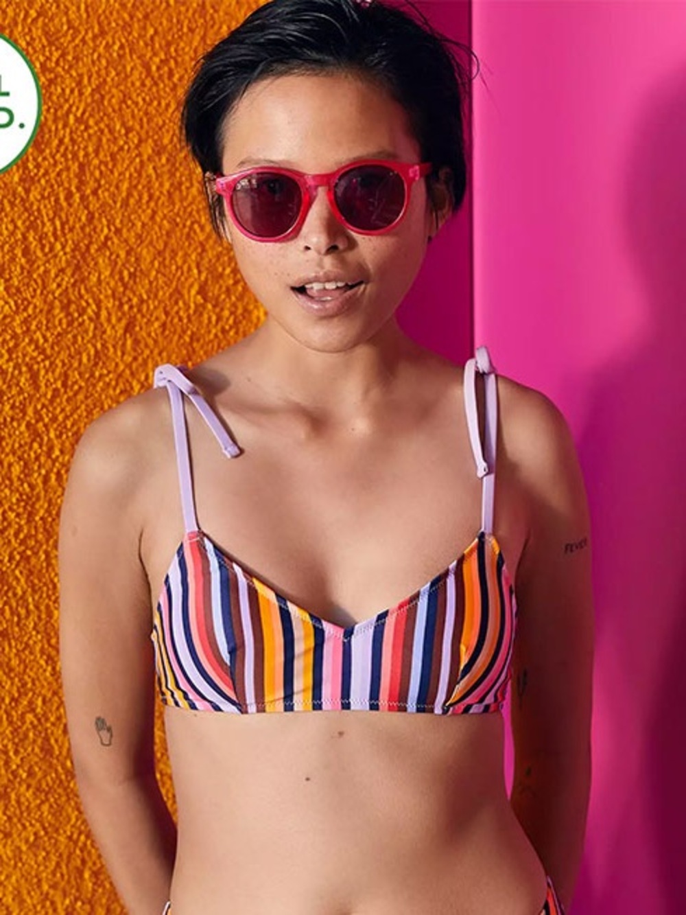 EUC Aerie Scoop Bikini with Tie Straps size XL Multicolor